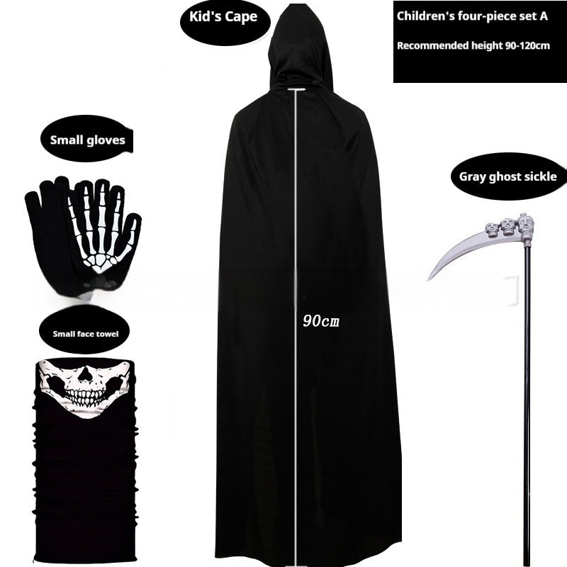 Kids Black Cloak Costume – Halloween Party Wizard Robe Outfit