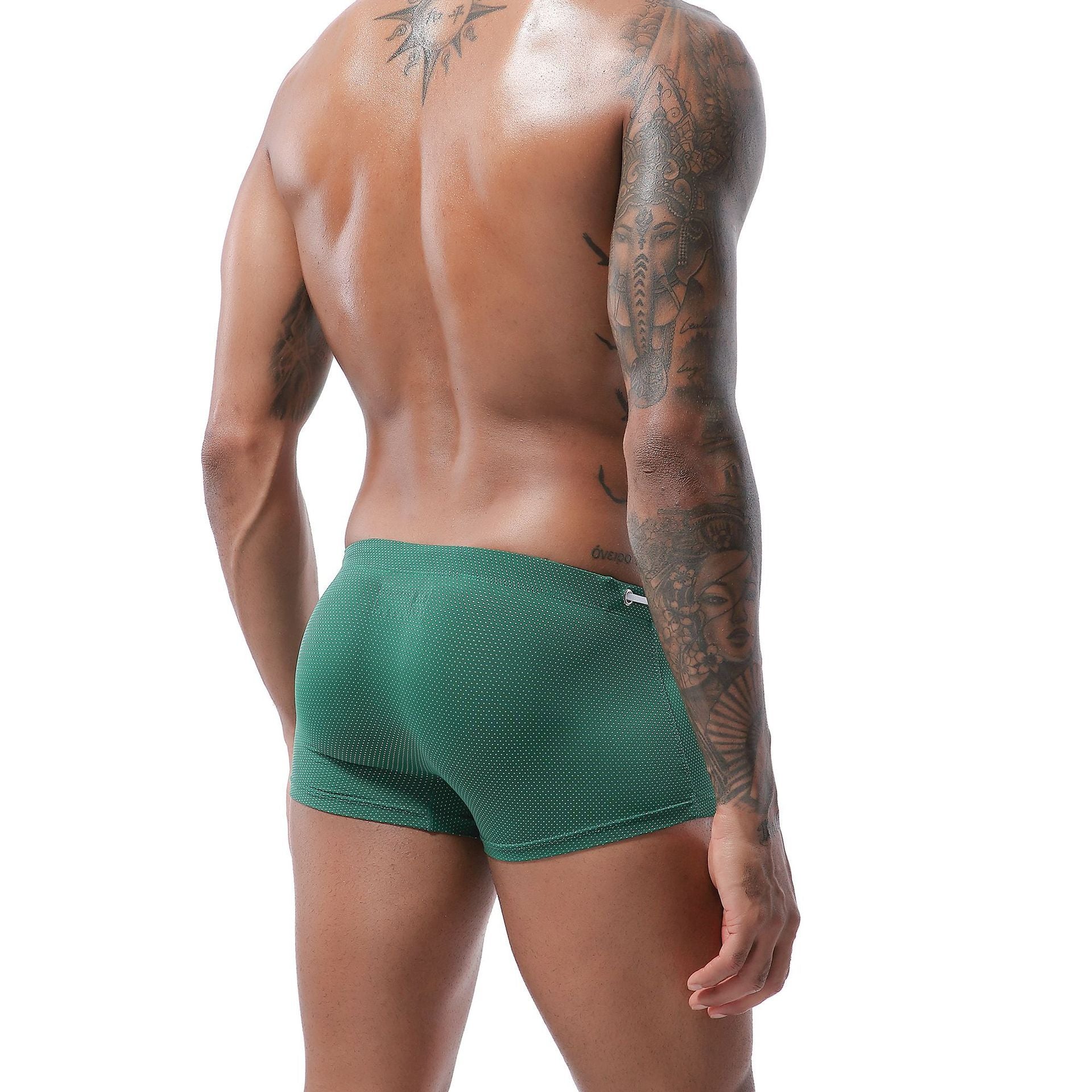 Men's Nylon Low Waist Boxer Swimming Shorts