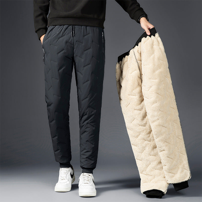 Men’s Winter Fleece Pants – Thickened Windproof Jogging Trousers with Zip Pocket