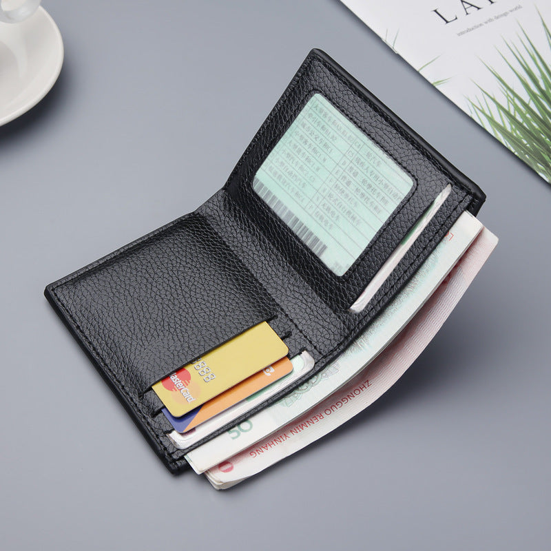 Men's Vertical Style PU Leather Wallet Two Fold Plain