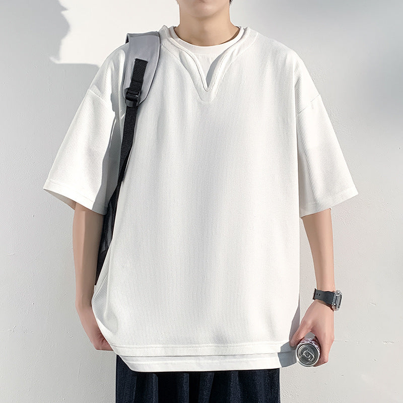 Men's Henry Collar Short Sleeve Relaxed Fit Poly Blend