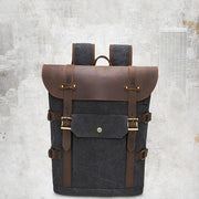 Unisex Casual Canvas Backpack Solid Color Laptop USB