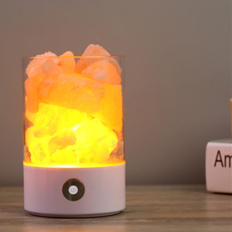 USB Crystal Himalayan Salt LED Lamp – Air Purifying Negative Ion Night Light with Color Changing