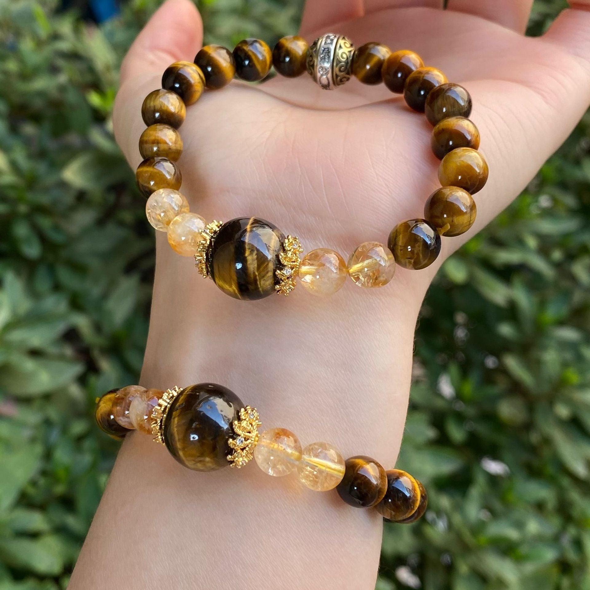 Handmade Unisex Citrine Diamond Gourd Bracelet