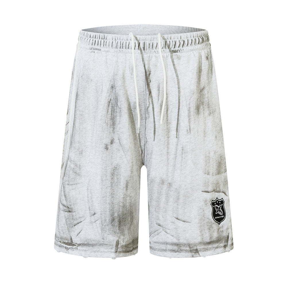 Men's Straight Ripped Distressed Cotton Denim Shorts