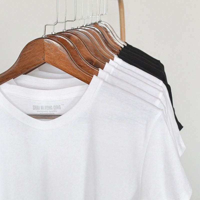 Men's Round Neck Blank Solid Color Cotton T-shirt