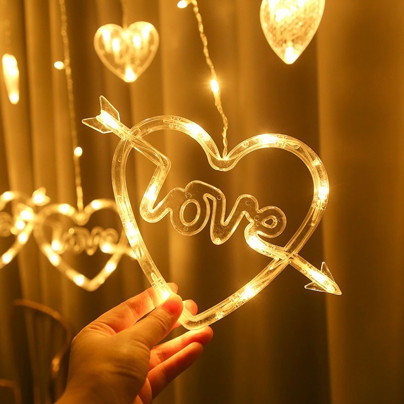 Led Heart-shaped Decorative Curtain Decorative Lights