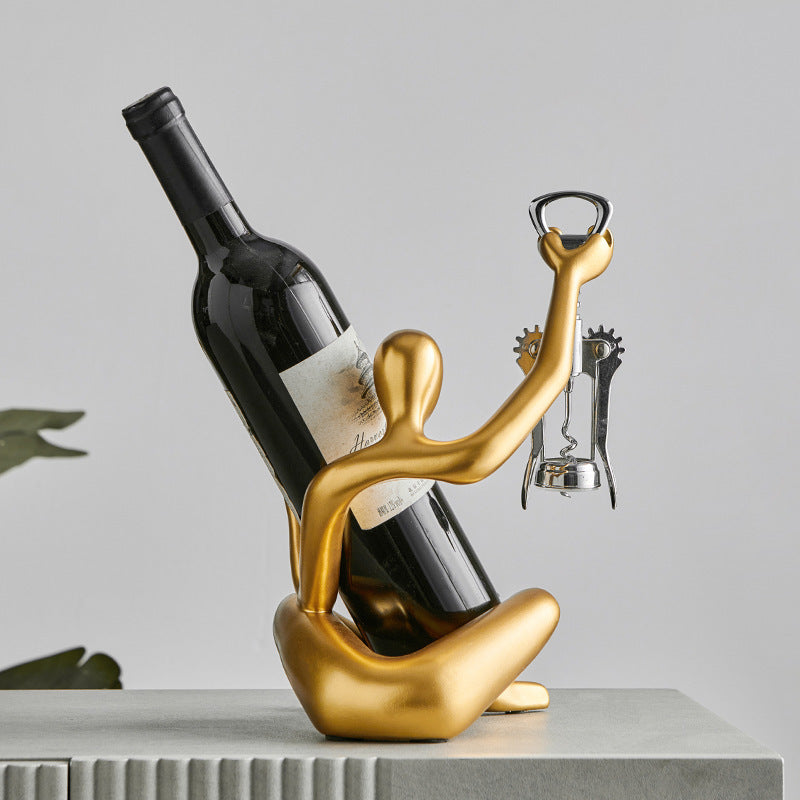 Minimalist Resin Hollow Character Wine Rack – Modern Artistic Bottle Holder