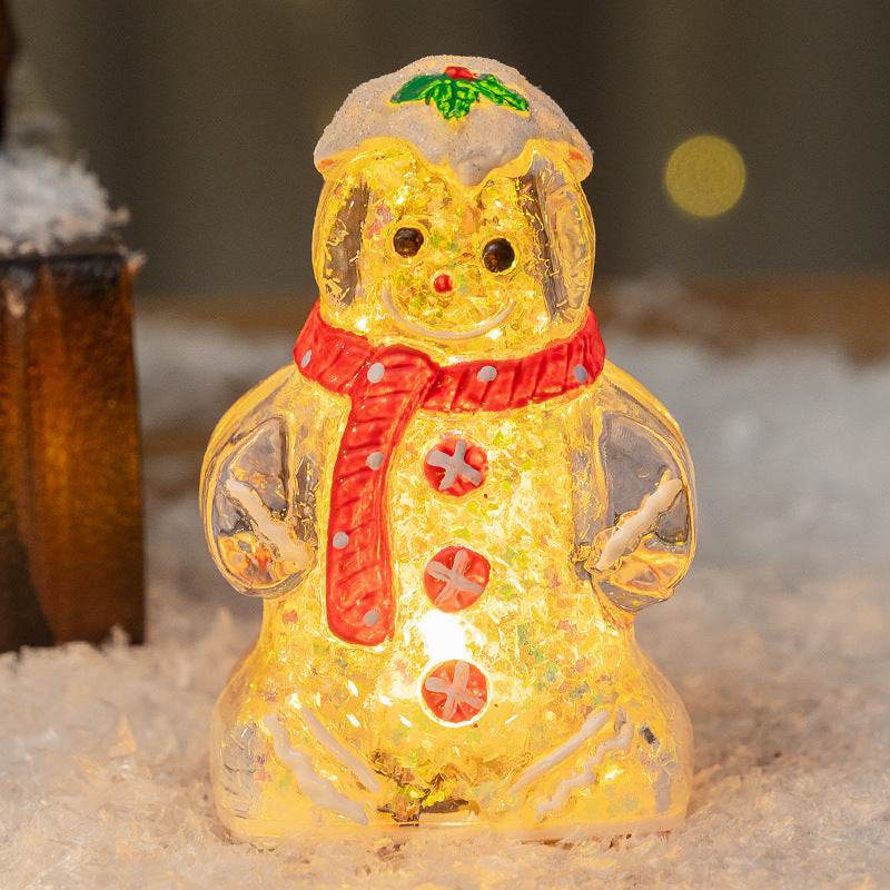 Cute Glowing Christmas Gingerbread Man Snowman Ornaments Christmas Gift Decoration