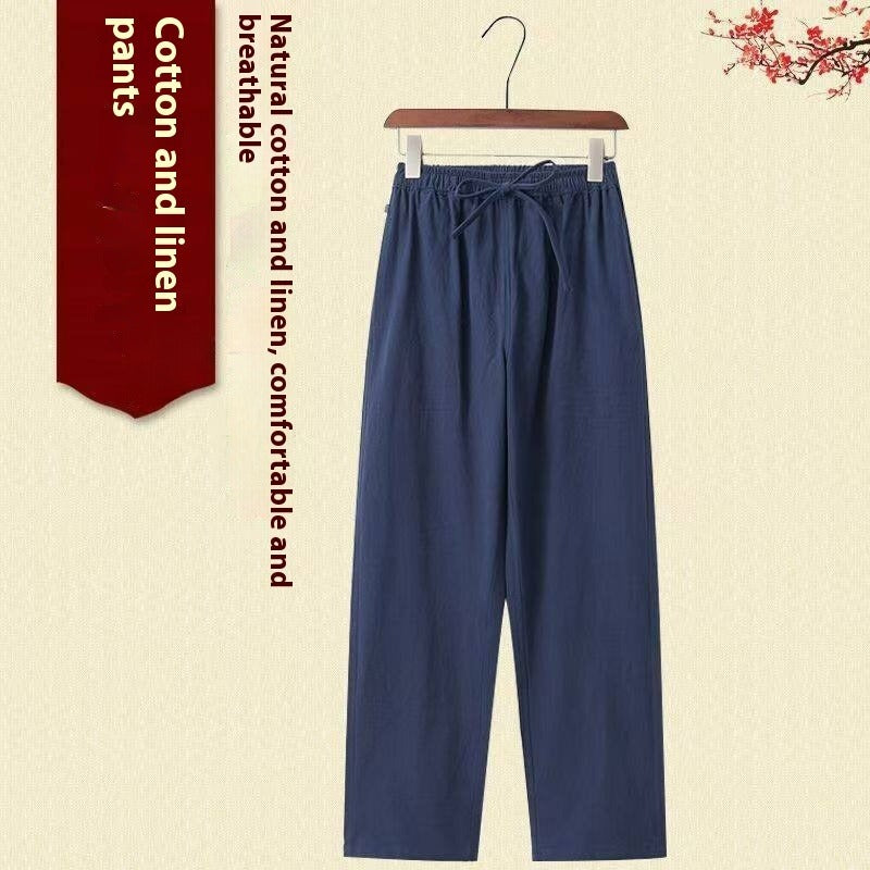 Chinese Linen Men's Loose Retro Straight-leg Pants
