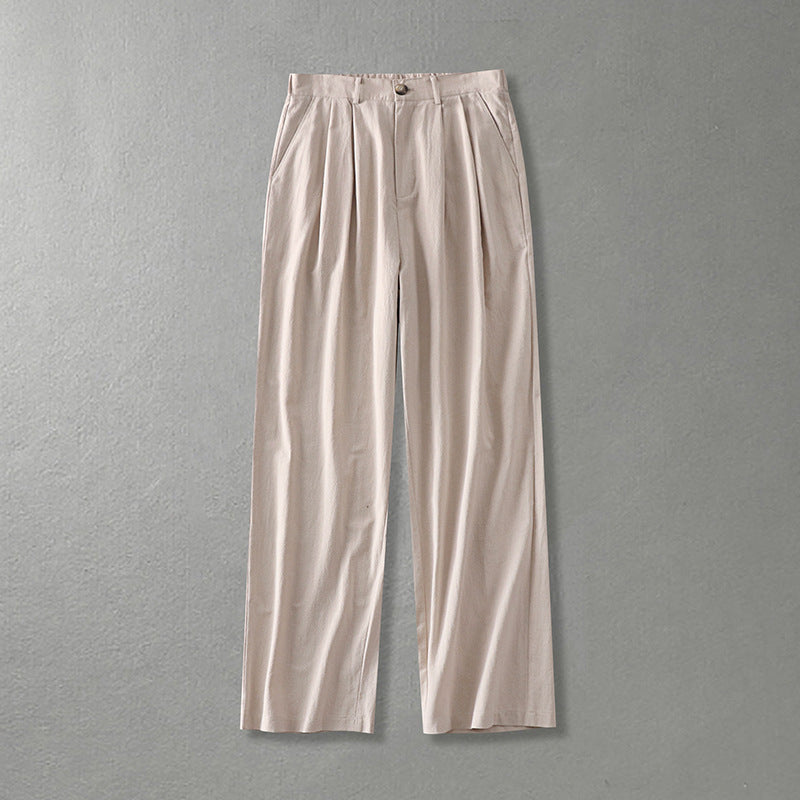 Men’s Autumn Cotton Linen Pants – Loose Straight Casual Trousers