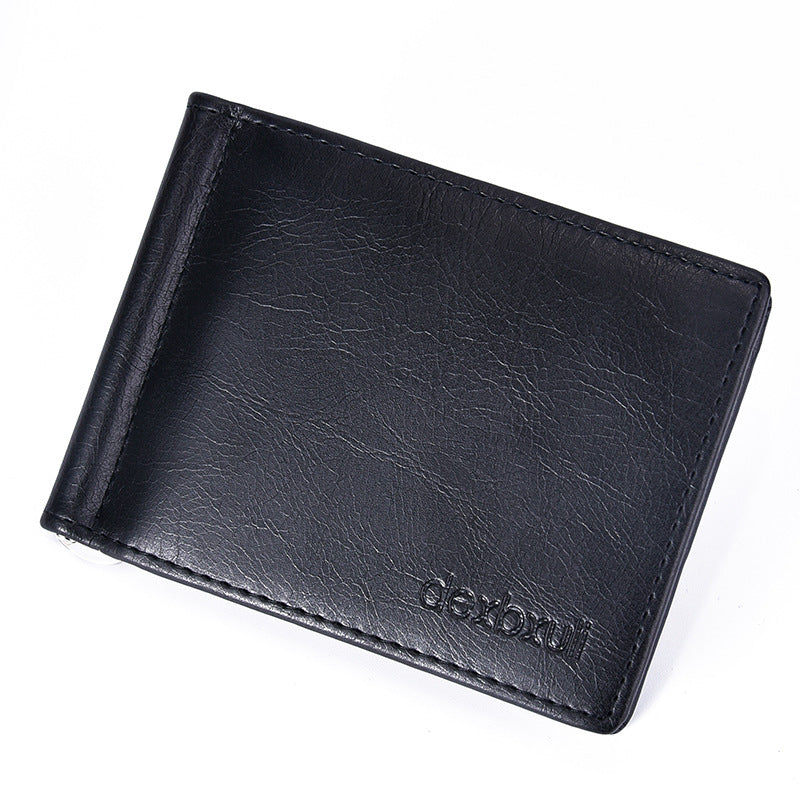 Men's Slim PU Leather Wallet Vintage Simple Solid Color