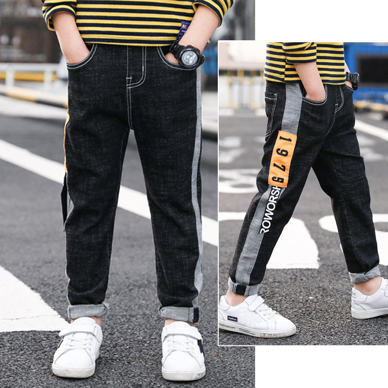 Kids Regular Fit Cotton Casual Pants Straight Leg Trousers