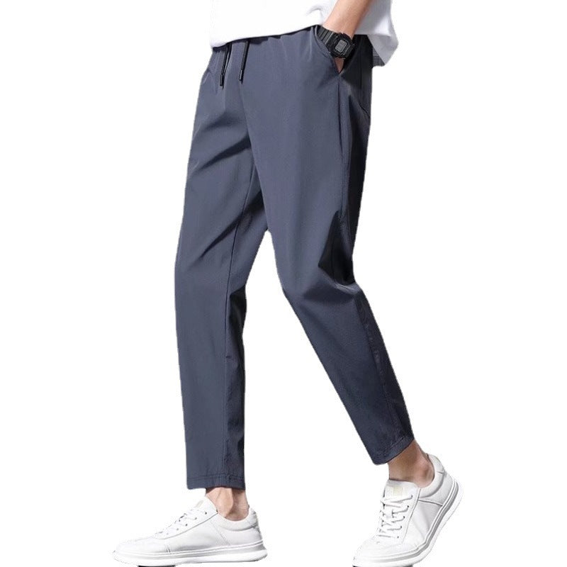 Men’s Ice Silk Nine-Point Sweatpants – Loose Thin Breathable Style