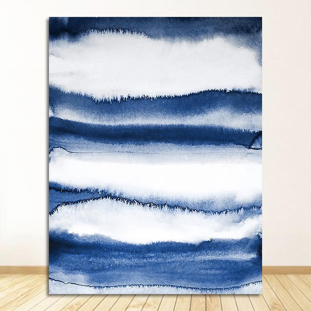 Blue Abstract Wall Art – Pattern Spot Sofa Background Decorative Canvas Painting