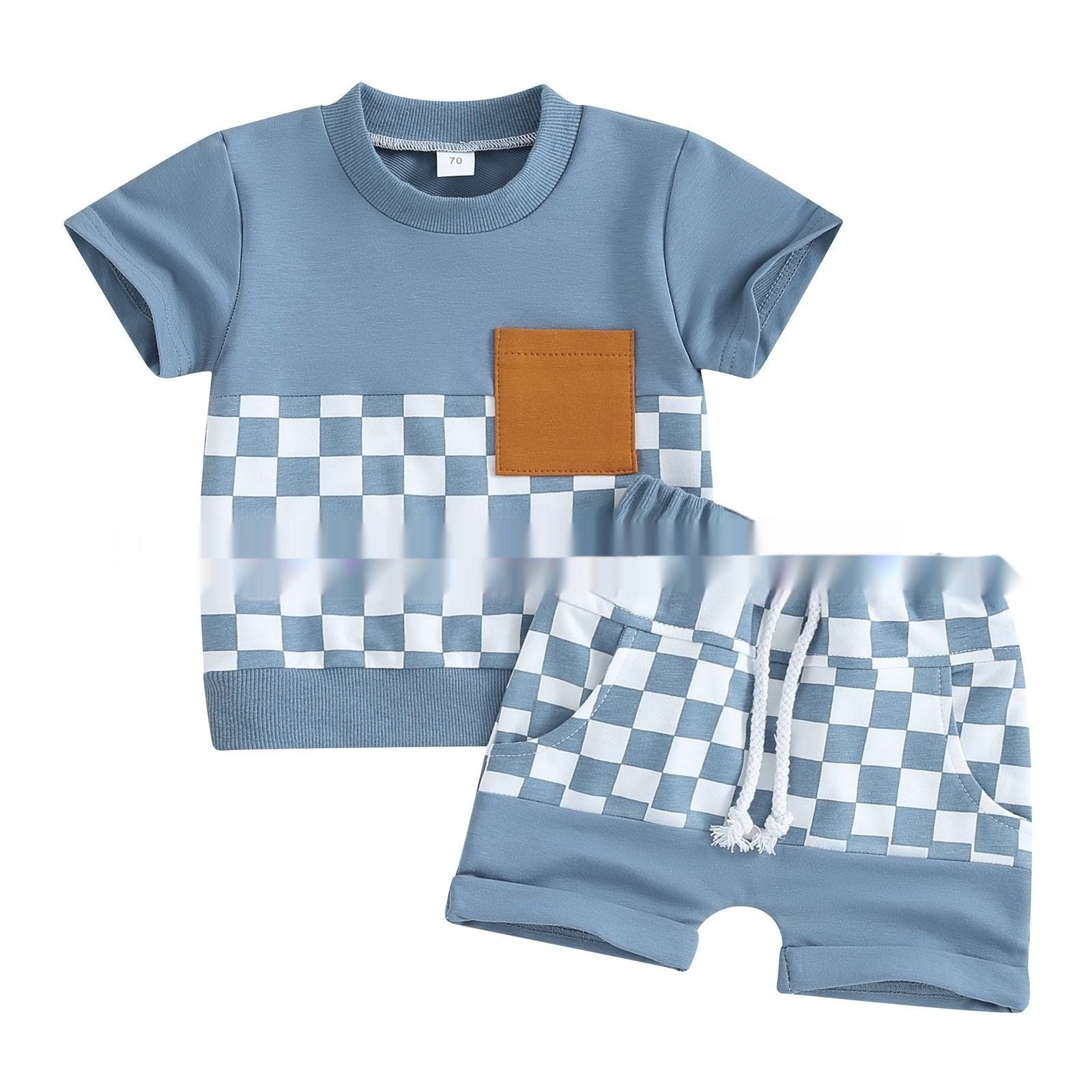 Fashion Personality Children's Shirt Plaid Shorts Suit