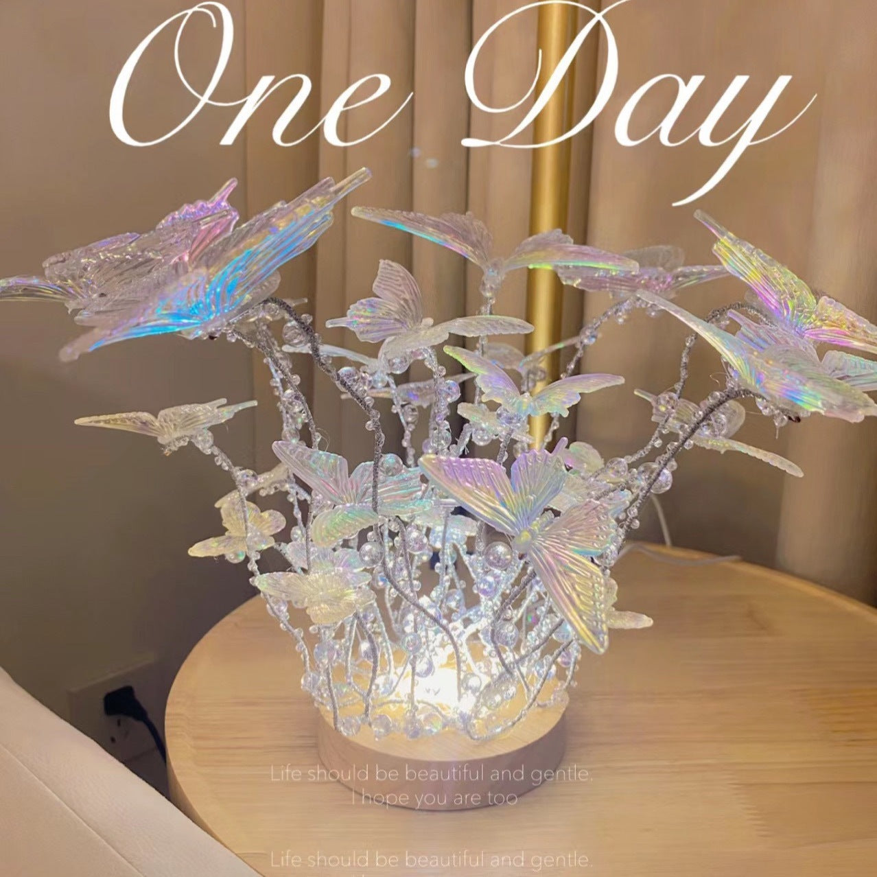Handmade Diy Butterfly Crystal Small Night Lamp Bedside Ambience Light