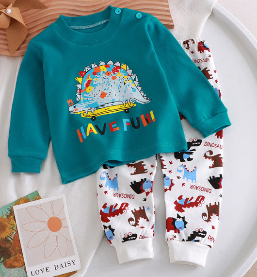 Children's Pure Cotton Cute Printed Autumn Clothes And Pants Set