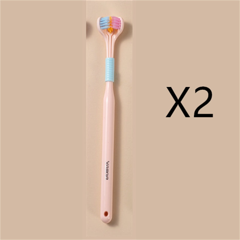 Three-Sided Macaron Soft Bristle Toothbrush – Deep Clean, Safe & Portable