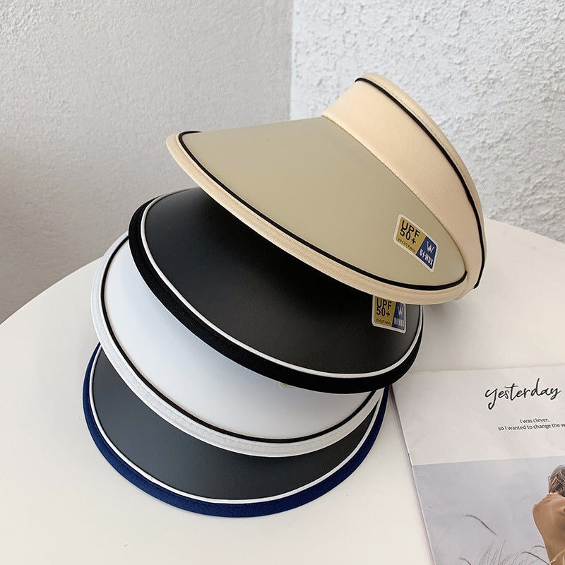 Women Summer Anti-Uv Sun Hat Wide Brim Beach Empty Top Visor Hats Adjustable Plastic Pvc Sunscreen Cap Female Outdoor Sports Cap