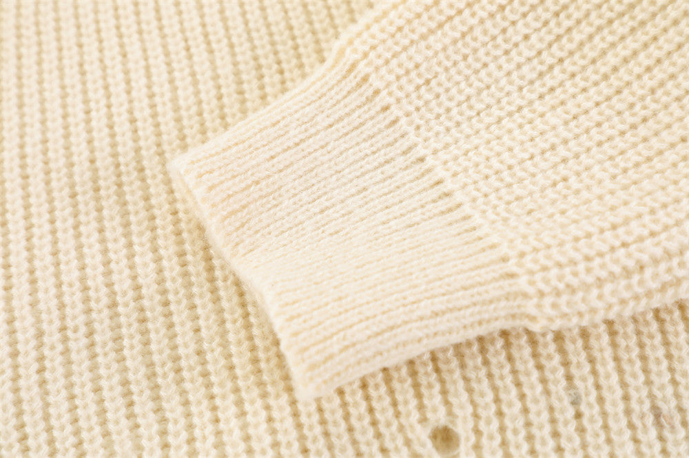 Ripped Solid Color Pullover Sweater Men