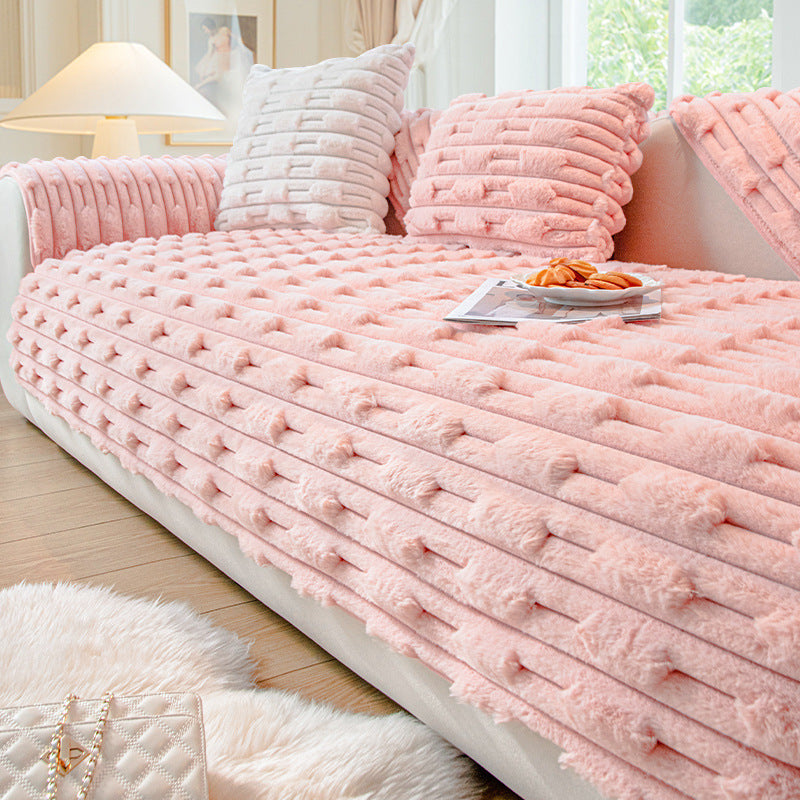 Winter Thickened Plush Seat Cushion, Anti Slip Sofa Cover