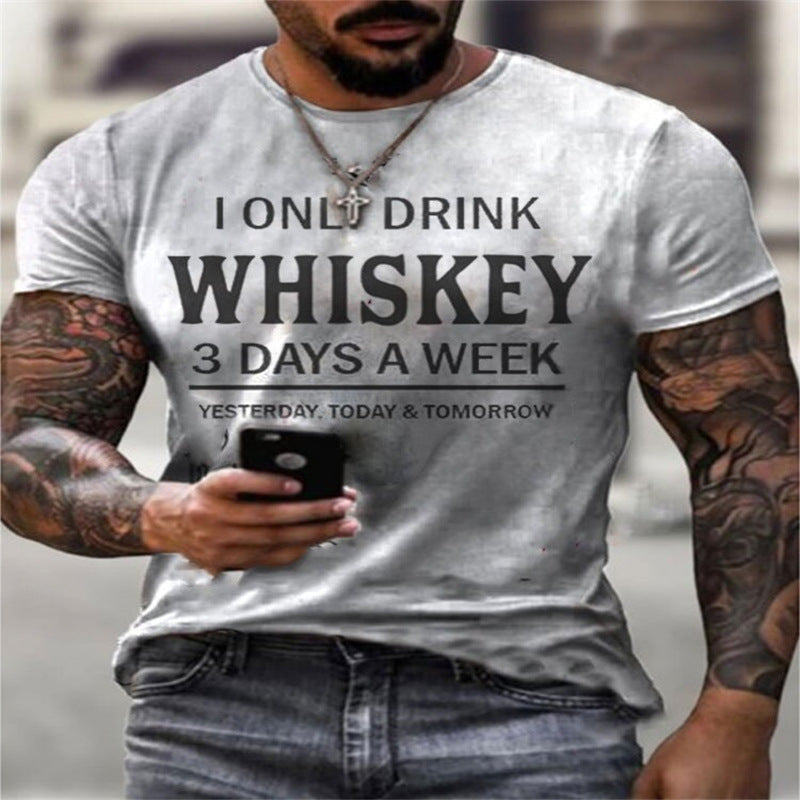 Casual Round Neck Short Sleeve 3D Digital Printing T-shirt