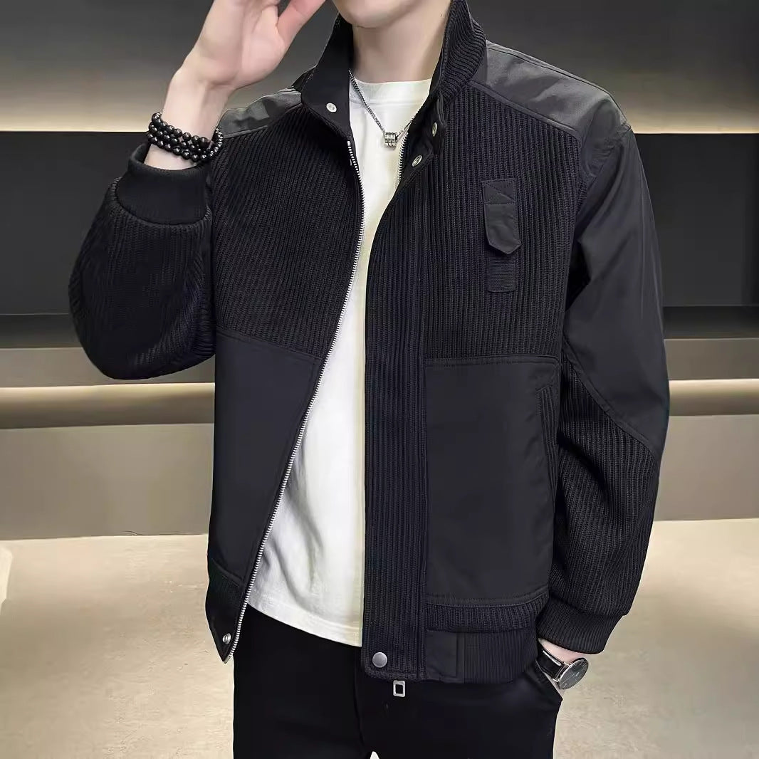 Knitted Splicing Coat Men's Spring And Autumn