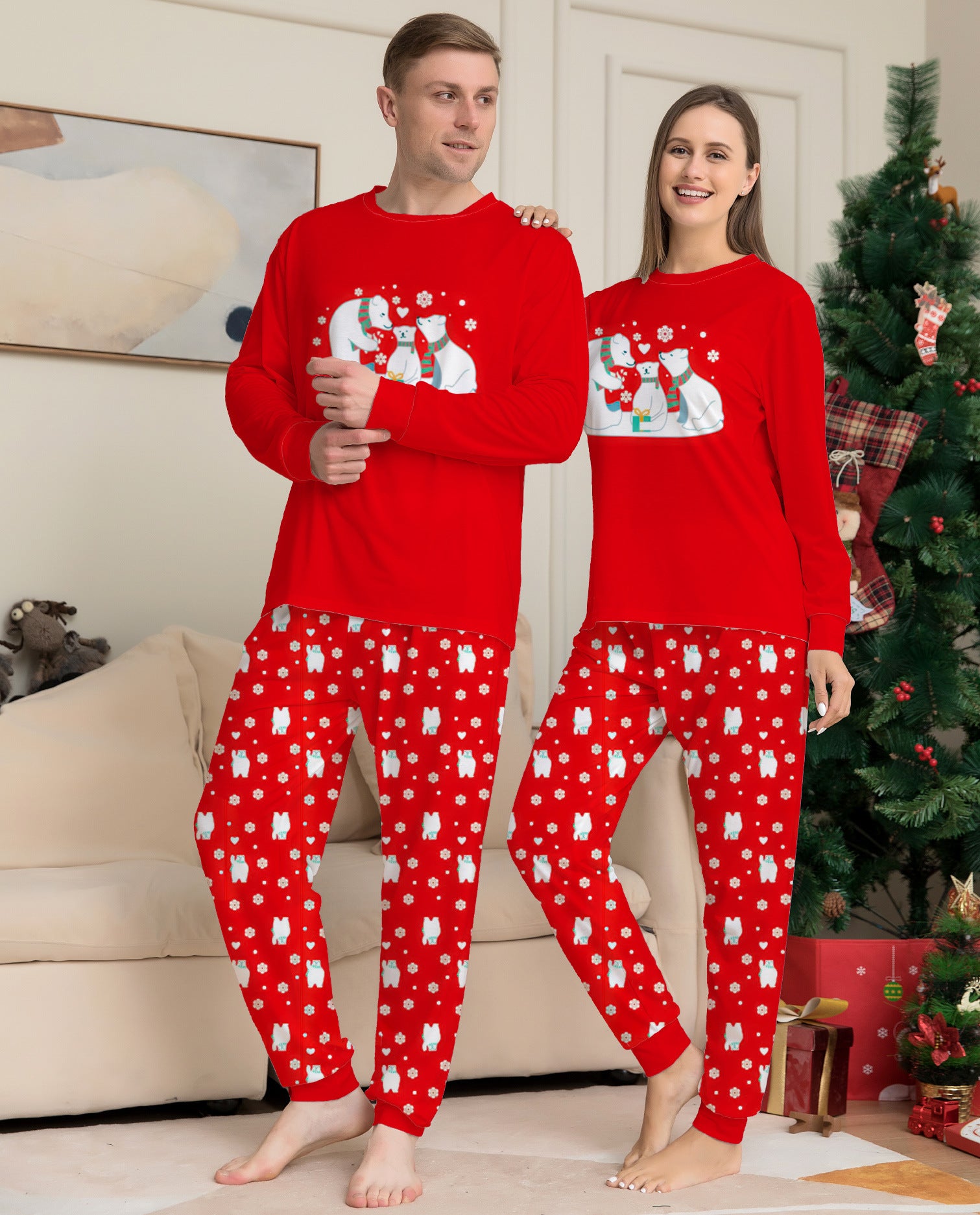 Red Snowman Parent-child Christmas Suit