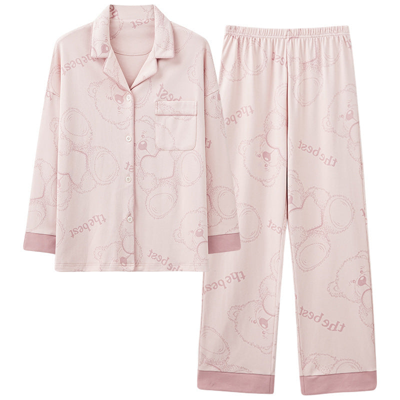 Women's Fashion Simple Cotton Long-sleeved Home Wear Set