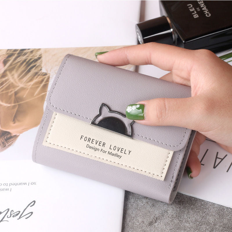 Small Purse Female Short Style Folding Personality Student Mini Money Clip