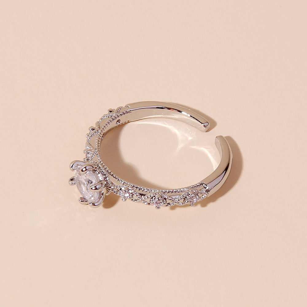 Women’s Relievo Open Ring – Adjustable Copper Diamond Jewelry