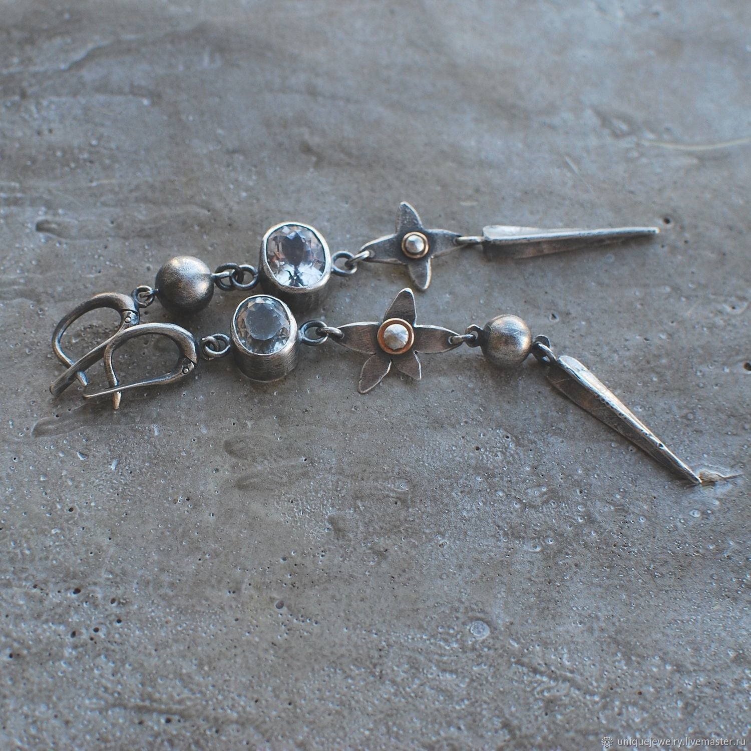 Hesheng New Geometric Ancient Silver-plated Long Rhinestone XINGX Pendant Earrings
