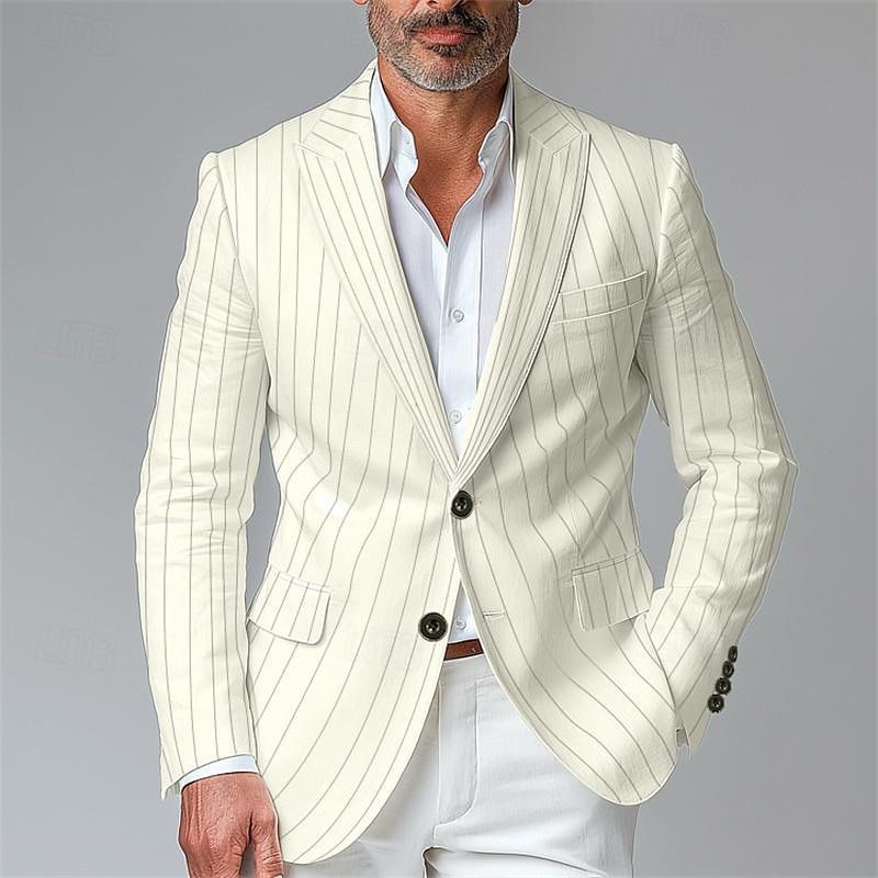 Slim Fit Plaid Blazer Men's Classic Polyester Blend Jacket