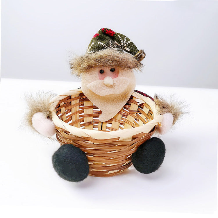 Christmas Decoration Home Storage Basket Santa Snowman Elk Candy Basket