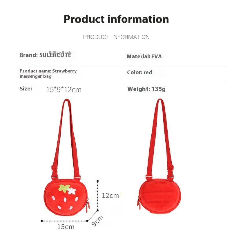 Cute Strawberry Cartoon Children’s Crossbody Bag – Fun Fruit Design