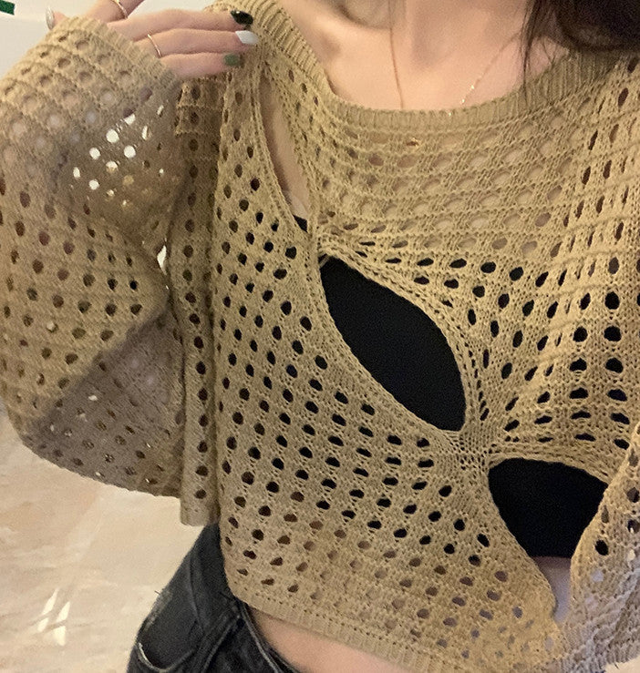 Hollow Out Sunscreen Blouse Women Thin Style Is Lazy