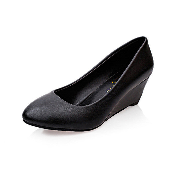 Bowknot Round Toe Wedge Single Shoes Women