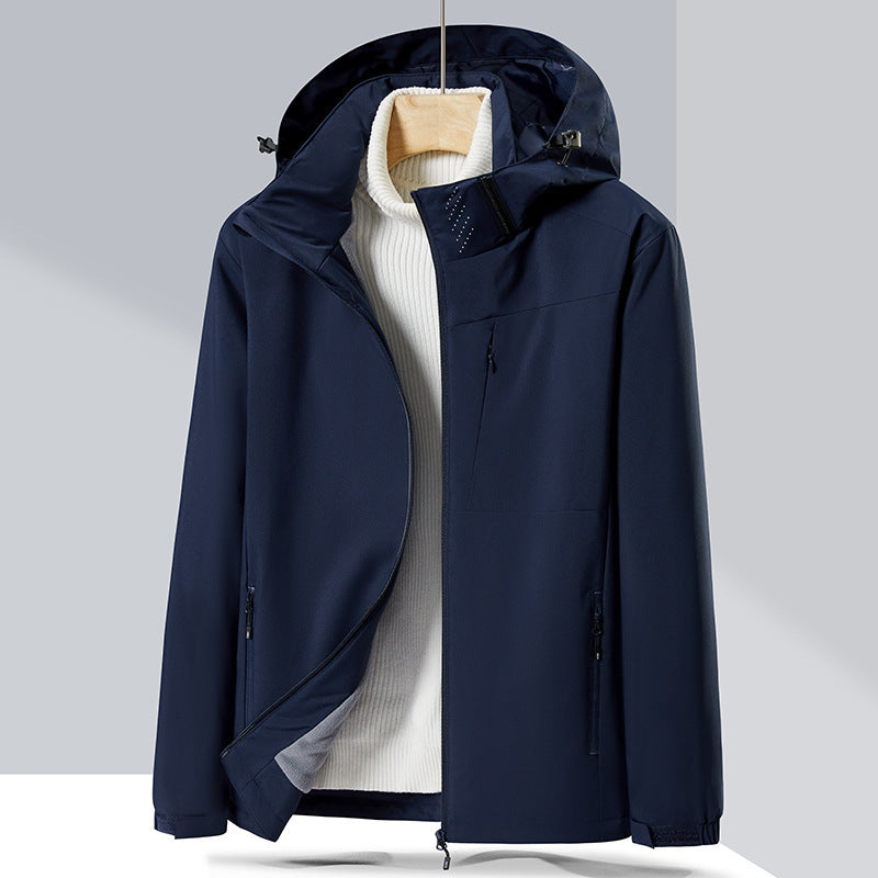 Couple Windproof Single-Layer Jacket & Fleece-Lined Padded Overalls Set