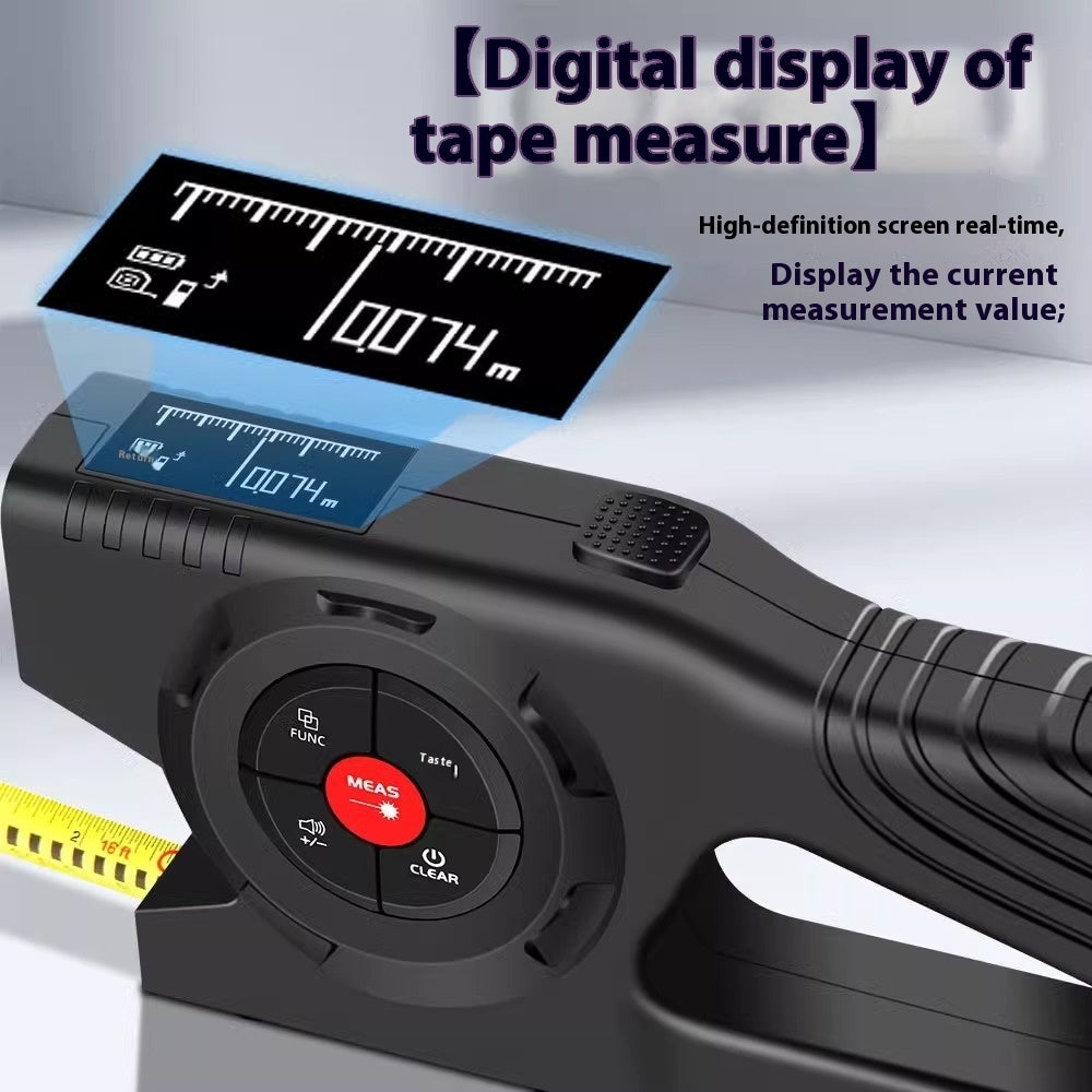 SKTM02 Laser Tape Measure – Digital Display Laser Range Finder, Three-in-One Intelligent Electronic Measuring Scale with Rechargeable Battery
