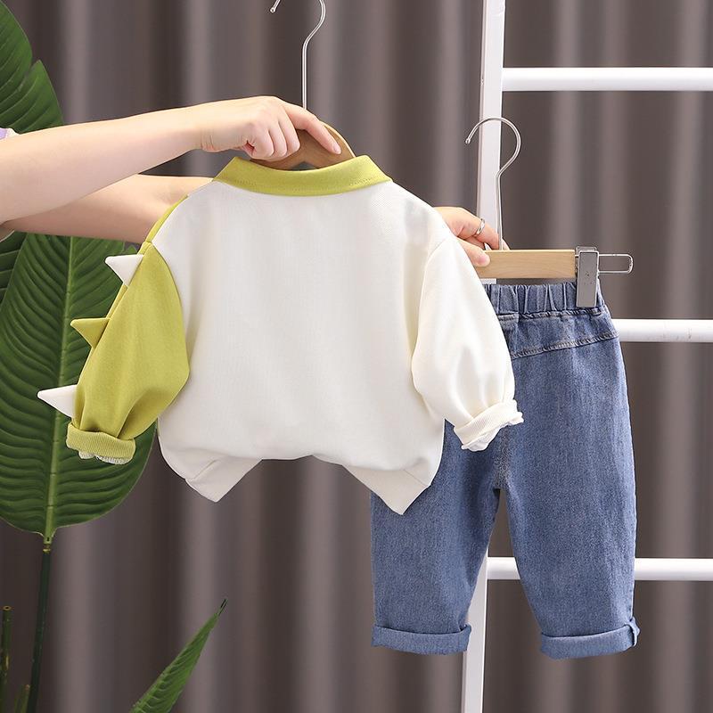 Kids Polo Long Sleeve Shirt and Pants Set Regular Cotton