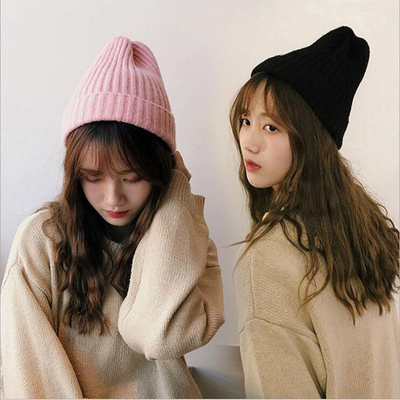 Pure Color Light Board Woolen Hat Curling Concave Shape