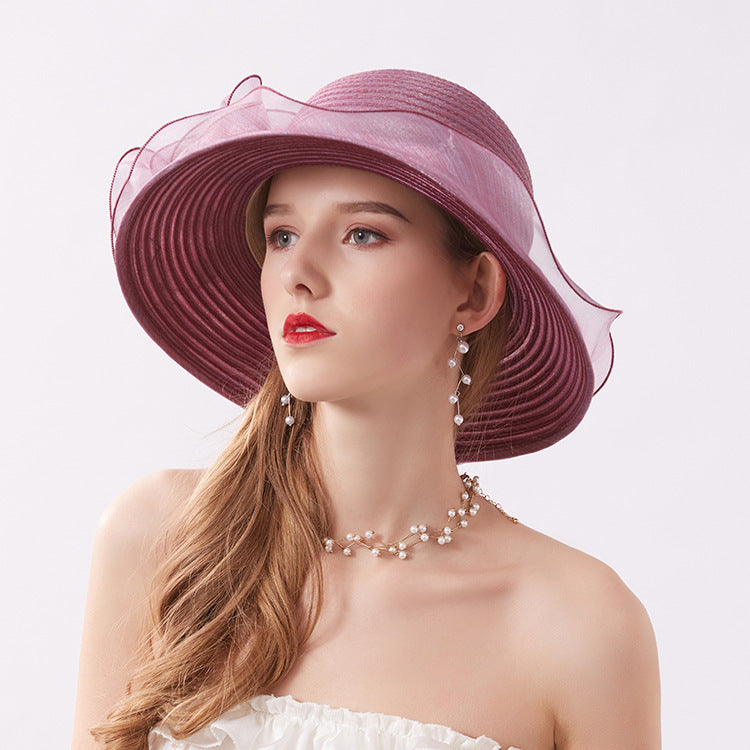 Women's Korean Lace Organza Wide Brim Foldable Sun Hat
