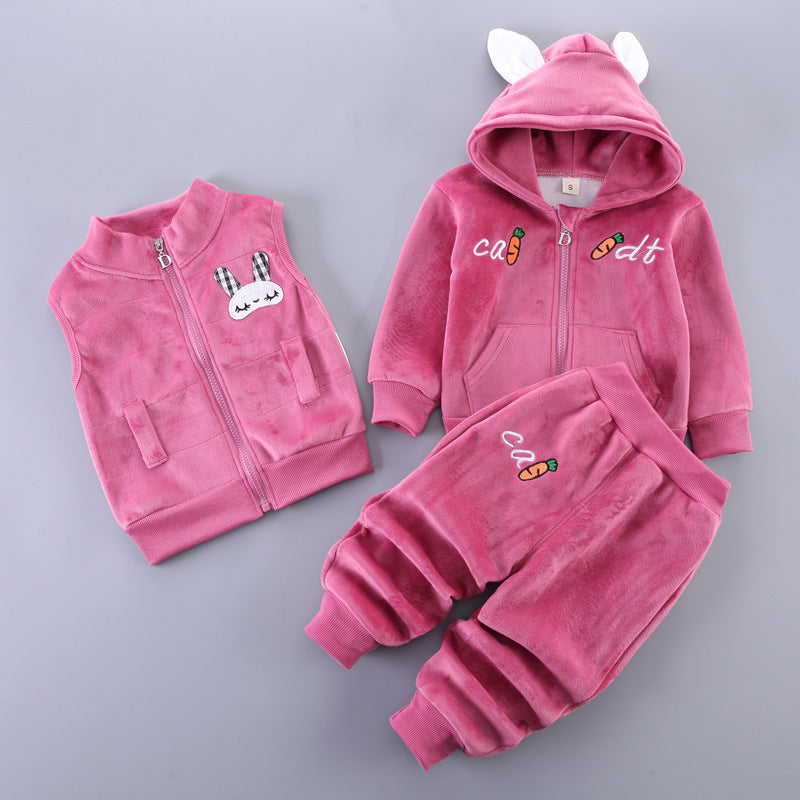 Kids Cotton Casual Three Piece Set Regular Fit Outfit