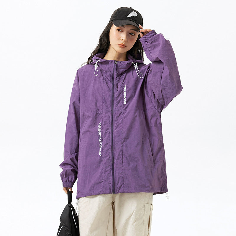 Printed Thin And All-matching UPF50 Sun-protective Clothing Hooded Couple