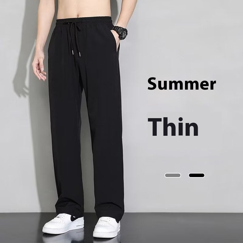 Men’s Straight Draping Elastic Waist Quick-Dry Casual Pants
