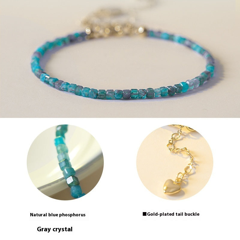 Women's Natural Blue Apatite Crystal Bracelet