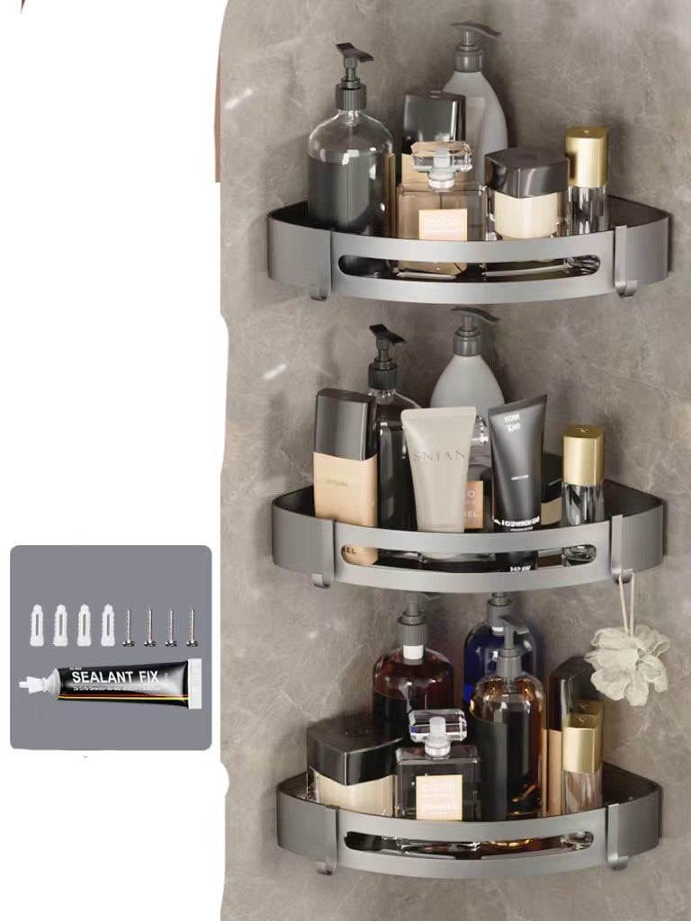 Bathroom Triangle Shelf – Wall-Mounted Perforated Simple Corner Storage Rack