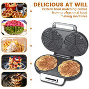 Household 110V Double-Plate Love Heart Waffle Maker – Two Waffles at Once