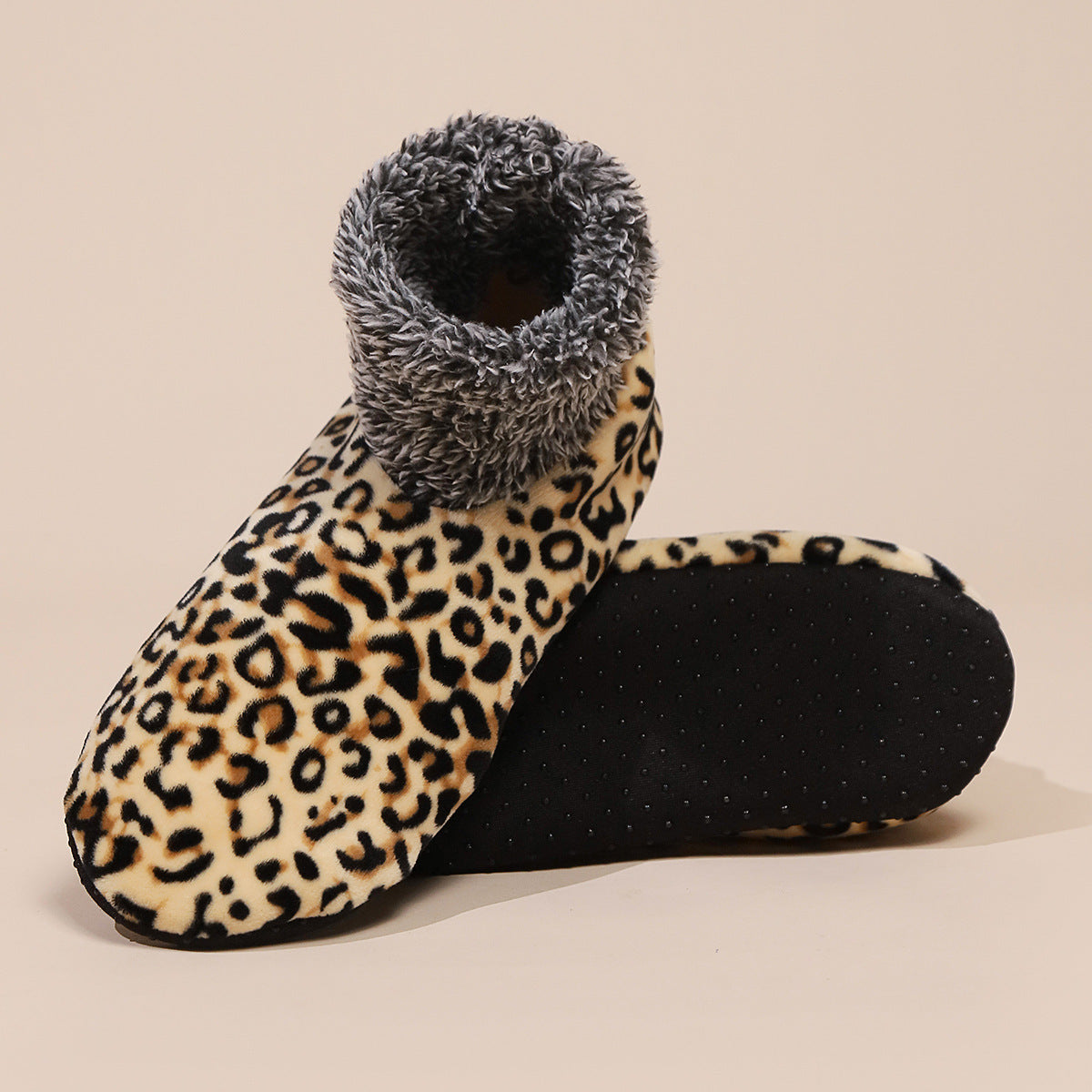 Plus Size Women's Winter Leopard Print Room Socks
